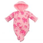Zimní kojenecká kombinéza s kapucí Baby Service Sloni růžová 40503