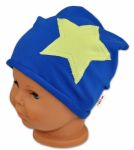 Bavlněná čepička Stars Baby Nellys ® - tm. modrá