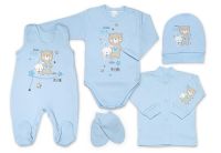 G-baby 5-ti dílná bavlněná soupravička do porodnice Little friends - modrá