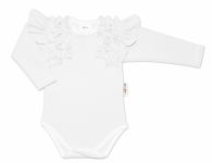 BABY NELLYS Kojenecké  Body dlouhý rukáv s volánky, bílé