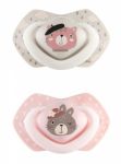 Canpol Babies 2 ks symetrických silikonových dudlíků, 6-18m, Bonjour Paris, růžová/šedá