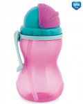 Canpol babies Sportovní láhev se slámkou 370 ml - růžová