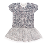 Mamatti Dětské šaty s týlem, kr. rukáv, Gepardík, bílé se vzorem, vel. 98