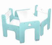 NELLYS Sada nábytku Star - Stůl + 2 x  židle - mátová s bílou, D19