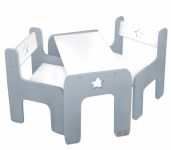 NELLYS Sada nábytku Star - Stůl + 2 x  židle - šedá s bílou