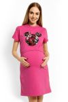 Be MaaMaa Těhotenská, kojící noční košile Minnie - růžová L/XL 