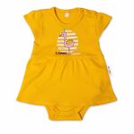 Baby Nellys Bavlněné kojenecké sukničkobody, kr. rukáv, Flamingo - hořčicové, vel. 68