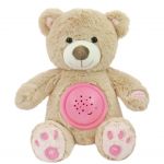 Plyšový usínáček medvídek s projektorem Baby Mix růžový 37214