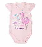 Baby Nellys Bavlněné kojenecké body, kr. rukáv, Flamingo - sv. růžové, vel. 80
