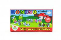 Domino Moje první zvířátka dřevo společenská hra 28ks v krabičce 17x9x3,5cm Skladem u nás