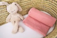 Baby Nellys Luxusní jednovrstvá mušelínová dětská deka, 75 x 100 cm, růžová