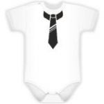 Baby Dejna Body kr. rukávek s potiskem kravaty - bílé