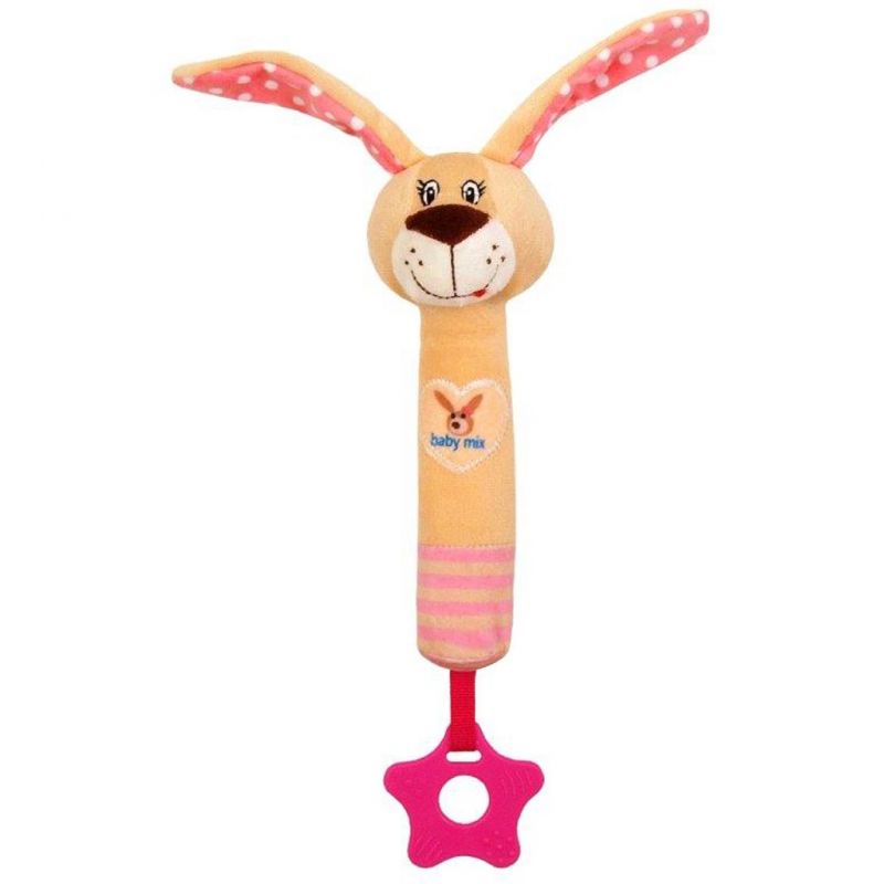Dětská pískací plyšová hračka s kousátkem králíček Skladem u nás BABY MIX