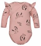 Baby Nellys Bavlněné body dl. rukáv, zapínání bokem, Funny Zebra - pudrové, vel. 68