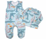 Baby Nellys  2-dílná sada, bavlněné dupačky s košilkou Krokodýl Eda, mint, vel. 68