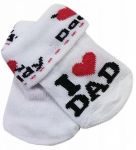 Kojenecké bavlněné ponožky I Love Dad, bílé s potiskem