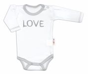 Baby Nellys Body dlouhý rukáv Love - bílé, vel. 74