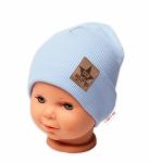 Baby Nellys Žebrovaná dvouvrstvá čepice s lemem - sv. modrá
