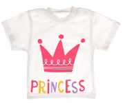 MBaby Bavlněné tričko vel. 80 - Princess korunka - bílé