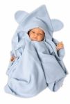 Baby Nellys Luxusní dvouvrstvá mušelínová deka, osuška s kapucí 100 x 100 cm, modrá