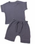 Baby Nellys 2-dílná mušelínová soupravička, tričko + kraťasky BOY, granát