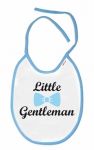 Baby Nellys Nepromokavý bryndáček  Little Gentleman, 24 x 27 cm - bílý s modrým olemováním
