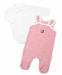 Baby Nellys 2-dílná soupravička Star, body dl. rukáv + pletené dupačky, růžové, vel. 68