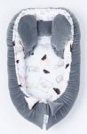 Belisima Oboustranné hnízdečko, kokon Velvet 55x75cm s polštářkem - Sladké sny, šedé