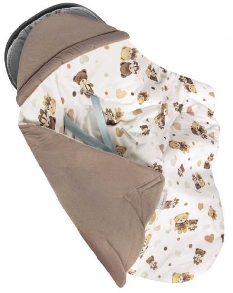 Belisima Zavinovací deka s kapucí, Velvet, 90 x 90 cm, Petit - hnědá
