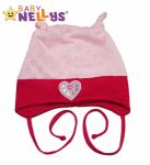 Bavlněná čepička Srdíčko Baby Nellys ® - sv.růžová/tm. růžová