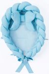 Belisima Luxusní sada Velvet hnízdečko/pletený mantinel 2v1 s polštářkem, sv. modrá