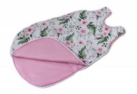 Baby Nellys Bavlněný spací vak Květinky - vnitřek růžový, 48x80cm