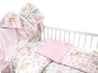 Baby Nellys 6-ti dílná výhod. sada s dárkem pro miminko, 135 x 100 - Srnka a růže, růžová