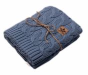 Bambusová dětská pletená deka Baby Nellys, vzor pletený cop, 80 x100 cm, jeans