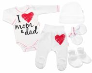 Baby Nellys 5-ti dílná soupravička do porodnice I love mom & dad, vel. 62, uni Skladem u nás 