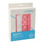Látkové bavlněné pleny New Baby Softy s potiskem 70 x 70 cm 4 ks růžovo-bílé 46901