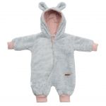 Luxusní dětský zimní overal New Baby Teddy bear šedo růžový 49182