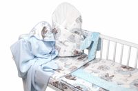 6-ti dílná výhod. sada s dárkem pro miminko Baby Nellys, 120x90 Zvířátka na mráčku, modrá