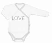 Baby Nellys Body dlouhý rukáv Love - zapínání bokem, bílé, vel. 62