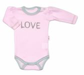 Baby Nellys Body dlouhý rukáv Love - růžové, vel. 74