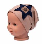 Dětská čepice bavlna, Baby Star, Baby Nellys, béžová