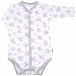 Kojenecké body dl.rukáv, zap. uprostřed, bavlna Koala Basic, Baby Nellys, šedý lem