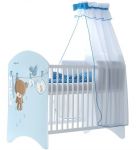 BabyBoo Dětská postýlka LUX Medvídek UŠÁČEK modrý 120x60cm