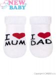 Kojenecké froté ponožky New Baby bílé I Love Mum and Dad 26542
